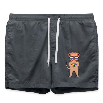 LGBT Animal Monkey Macaques Rainbow - Swim Trunks - anthracite - Front - AI Model Male 185 light (185cm)