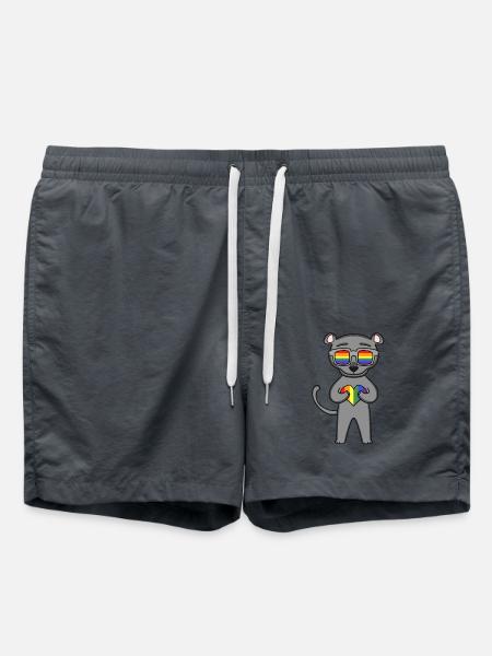 LGBT Animal Panther Rainbow - Swim Trunks - anthracite