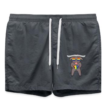 LGBT Tier Ochse Regenbogen - Badeshorts - Anthrazit - Vorne - AI Model Male 185 light (185cm)