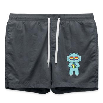 LGBT Animal Dinosaur Rainbow Heart - Swim Trunks - anthracite - Front - AI Model Male 185 light (185cm)