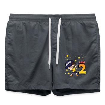 Boom J’ai 2 | Anniversaire Garçon | Fête d’anniversaire 3rd - Short de bain - charbon - Devant - AI Model Male 185 light (185cm)