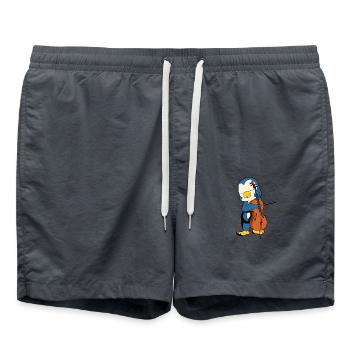 Comic Penguin plays cello - Swim Trunks - anthracite - Front - AI Model Male 185 light (185cm)