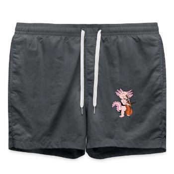 Comic Axolotl plays cello - Swim Trunks - anthracite - Front - AI Model Male 185 light (185cm)