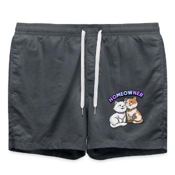 Homeowner | Cute Cat Shirt | Cat Lover Tshirt | - Swim Trunks - anthracite - Front - AI Model Male 185 light (185cm)