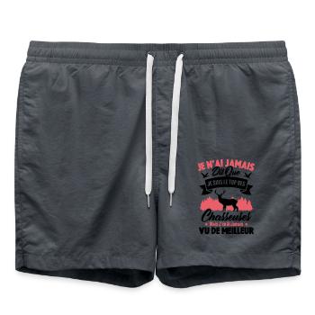 Je suis le top des chasseuses / Cadeau Chasseur - Short de bain - charbon - Devant - AI Model Male 185 light (185cm)