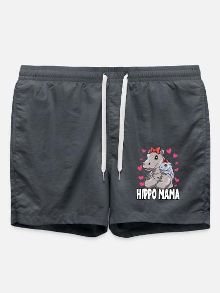 Hippo Mama Muttertag Mom Mutter Nilpferd - Badeshorts - Anthrazit
