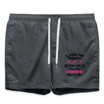 Pas obligatoire d'être folle pour être infirmièr - Short de bain - charbon - Devant - AI Model Male 185 light (185cm)