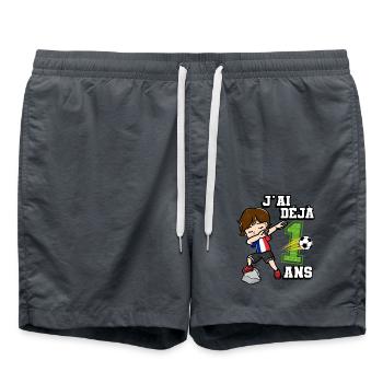 Fußball Junge Es Ist Mein 1e Geburtstag - Badeshorts - Anthrazit - Vorne - AI Model Male 185 light (185cm)