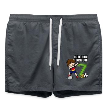 Fußball Junge Es Ist Mein 7. Geburtstag Deutsche - Badeshorts - Anthrazit - Vorne - AI Model Male 185 light (185cm)