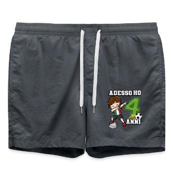 Soccer Boy It's My 4 Birthday Italienische Flagge - Badeshorts - Anthrazit - Vorne - AI Model Male 185 light (185cm)