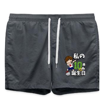 Football Boy It's My 10th Birthday - Swim Trunks - anthracite - Front - AI Model Male 185 light (185cm)