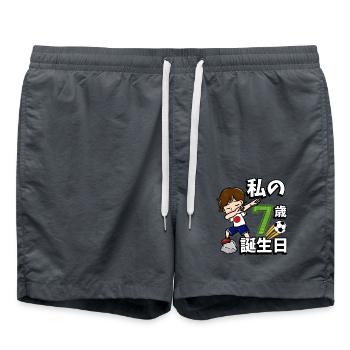 Football Boy It's My 7th Birthday - Swim Trunks - anthracite - Front - AI Model Male 185 light (185cm)