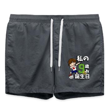 Football Boy It's My 9th Birthday - Swim Trunks - anthracite - Front - AI Model Male 185 light (185cm)