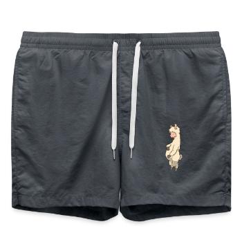 Lama avec ventre de bébé - Enceinte - Short de bain - charbon - Devant - AI Model Male 185 light (185cm)