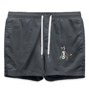Comic Lemur plays banjo - Swim Trunks - anthracite - Front - AI Model Male 185 light (185cm)