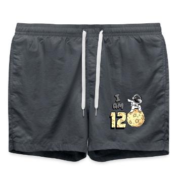 I am 12 Space Astronaut Kid Moon Walker 12. - Swim Trunks - anthracite - Front - AI Model Male 185 light (185cm)