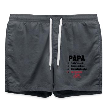 Papa cycliste fête des pères cadeau drôle vélo - Short de bain - charbon - Devant - AI Model Male 185 light (185cm)
