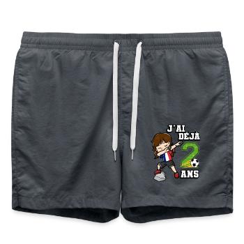 Soccer Girl C’est mon 2e anniversaire Français - Short de bain - charbon - Devant - AI Model Male 185 light (185cm)
