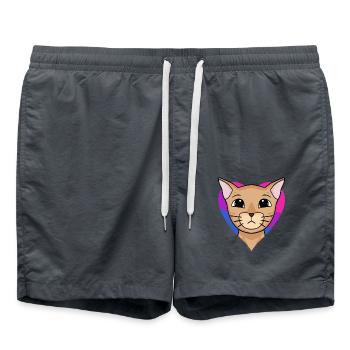 Bisexual Abyssinian Cat Cat Gift - Swim Trunks - anthracite - Front - AI Model Male 185 light (185cm)