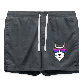 Bisexual Siberian Husky Dog Gift - Swim Trunks - anthracite - Front - AI Model Male 185 light (185cm)