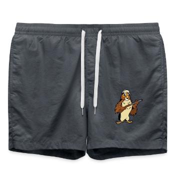 Hibou avec fusil - Hunter - Short de bain - charbon - Devant - AI Model Male 185 light (185cm)