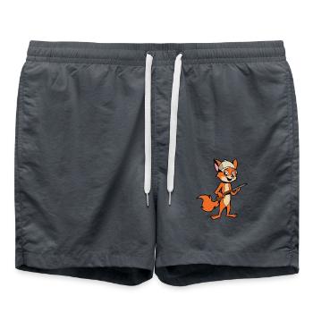 Renard avec fusil - Hunter - Short de bain - charbon - Devant - AI Model Male 185 light (185cm)