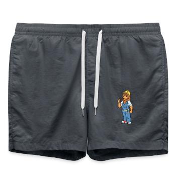 Cartoon Lion en tant qu’ouvrier de la construction - Short de bain - charbon - Devant - AI Model Male 185 light (185cm)