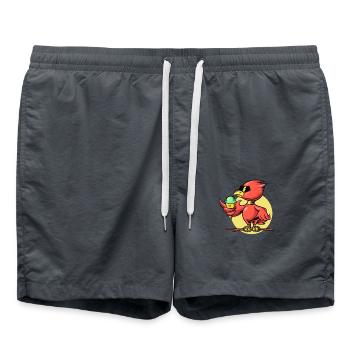 Cool bird eats ice cream cone - Swim Trunks - anthracite - Front - AI Model Male 185 light (185cm)