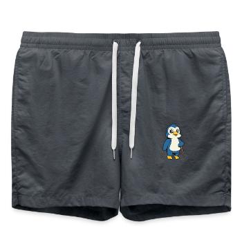 Nordic Walking Comic Pinguin - Badeshorts - Anthrazit - Vorne - AI Model Male 185 light (185cm)