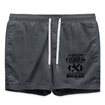 Dans Ma Tête Je Fais Du Bricolage Cadeau Humour - Short de bain - charbon - Devant - AI Model Male 185 light (185cm)