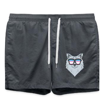 Chat sibérien transsexuel transgenre - Short de bain - charbon - Devant - AI Model Male 185 light (185cm)