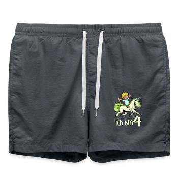 Geburtstagsshirt Einhorn - 4 Geburtstag Junge - Badeshorts - Anthrazit - Vorne - AI Model Male 185 light (185cm)