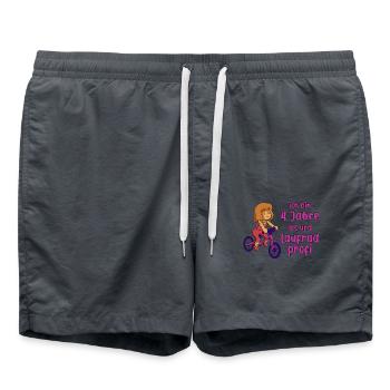 Mädchen 4 Jahre alt und Profi auf dem Laufrad - Badeshorts - Anthrazit - Vorne - AI Model Male 185 light (185cm)