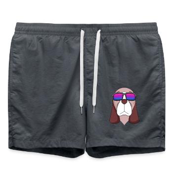 Cadeau bisexuel Basset Hound Dog - Short de bain - charbon - Devant - AI Model Male 185 light (185cm)