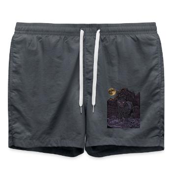 Gothic Cat - Black Cat in the Cemetery - Swim Trunks - anthracite - Front - AI Model Male 185 light (185cm)