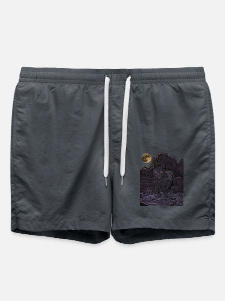 Gothic Katze - Schwarze Katze auf dem Friedhof - Badeshorts - Anthrazit