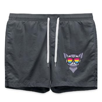 Pansexual British Shorthair - Chat avec lunettes - Short de bain - charbon - Devant - AI Model Male 185 light (185cm)