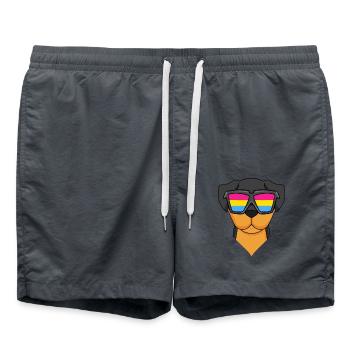 Pansexuell Rottweiler Hund - Hund mit Brille - Badeshorts - Anthrazit - Vorne - AI Model Male 185 light (185cm)