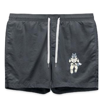 Comic Wolf macht Judo - Badeshorts - Anthrazit - Vorne - AI Model Male 185 light (185cm)