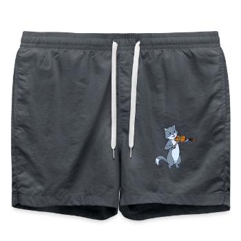 Comic Cat Plays Violin - Swim Trunks - anthracite - Front - AI Model Male 185 light (185cm)