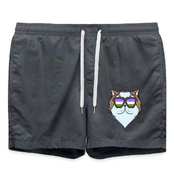 Genderqueer Chat Lgbt Chat Persan - Short de bain - charbon - Devant - AI Model Male 185 light (185cm)