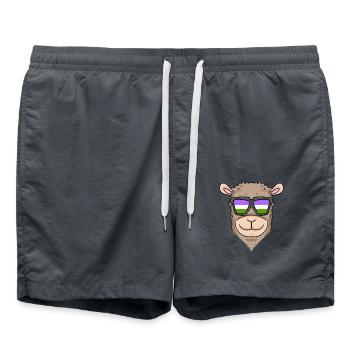 Genderqueer Lama Alpaca - Swim Trunks - anthracite - Front - AI Model Male 185 light (185cm)