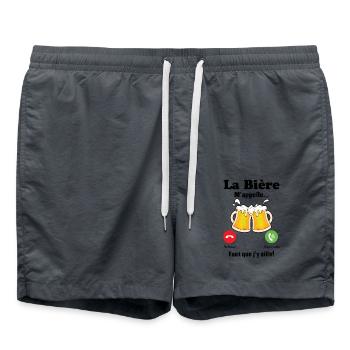 La Bière m'appelle - Short de bain - charbon - Devant - AI Model Male 185 light (185cm)
