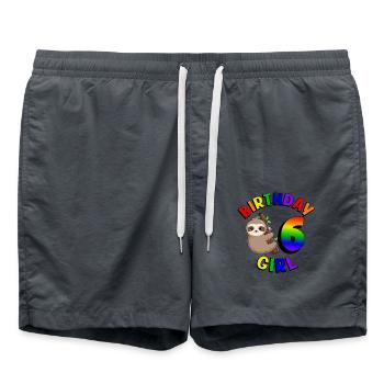 Birthday 6 Girls Cute Baby Sloth - Swim Trunks - anthracite - Front - AI Model Male 185 light (185cm)