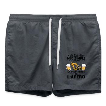 Un Mec Simple J'aime La Pelleteuse Et L'apéro - Short de bain - charbon - Devant - AI Model Male 185 light (185cm)