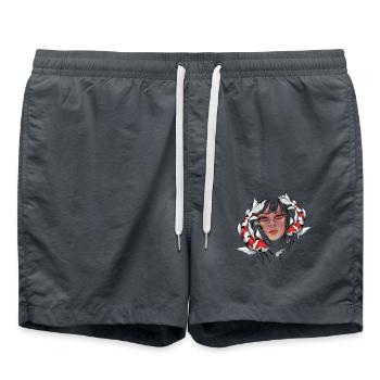 Mädchen mit Koi Karpfen - Badeshorts - Anthrazit - Vorne - AI Model Male 185 light (185cm)