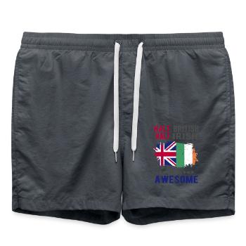 Half British Half Irish - Swim Trunks - anthracite - Front - AI Model Male 185 light (185cm)