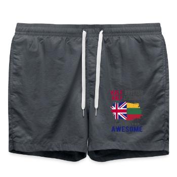 Half British Half Lithuanian - Swim Trunks - anthracite - Front - AI Model Male 185 light (185cm)