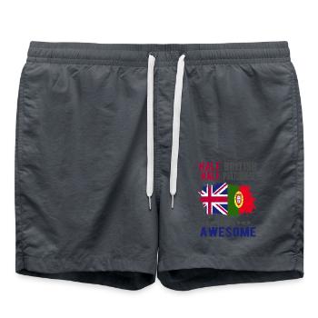 Half British Half Portuguese - Swim Trunks - anthracite - Front - AI Model Male 185 light (185cm)