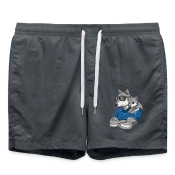 Starker Wolf mit Wolfs Kind für einen Wolf - Badeshorts - Anthrazit - Vorne - AI Model Male 185 light (185cm)